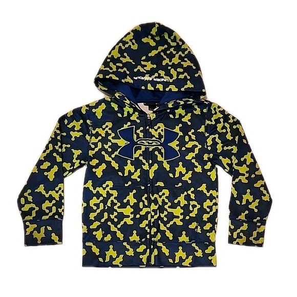 Under Armour Hoodie Digital Camo Logo Full Zip Sweatshirt Blue Green Youth Sz 6 - Picture 2 of 12